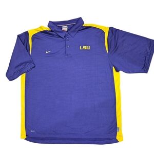LSU Men's Nike Polo Shirt, Purple/Gold, Fit Dry - Size XXL